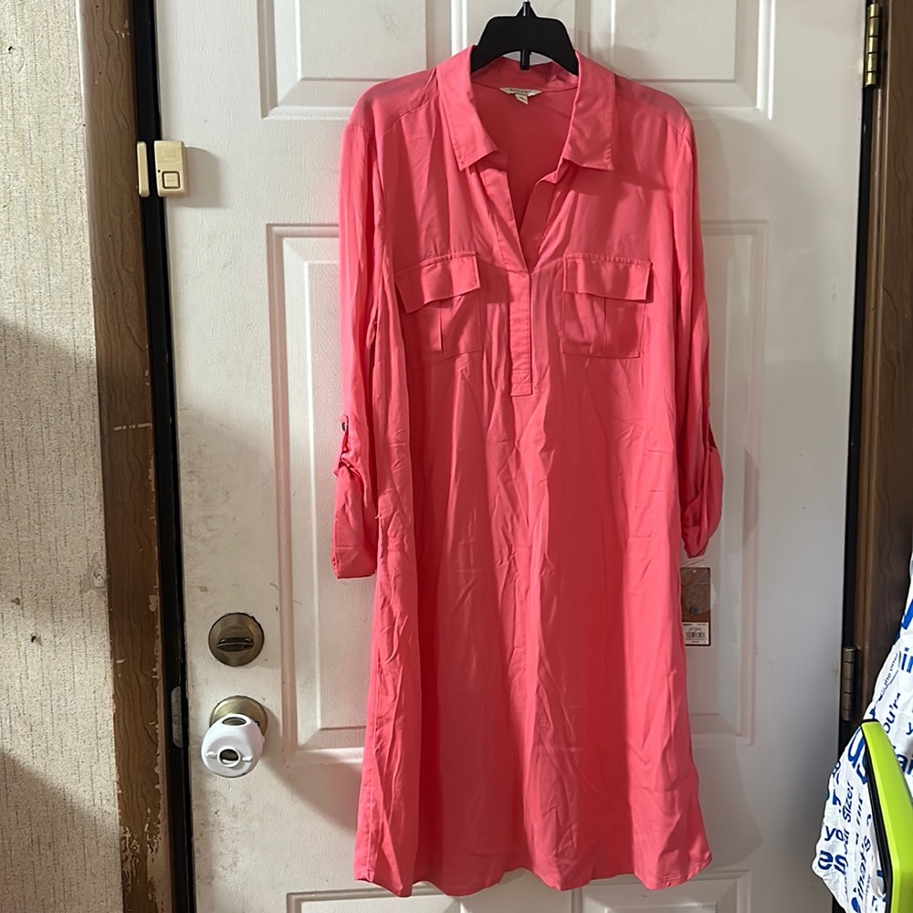 SONOMA LIFE AND STYLE PINK SHIRT DRESS: NEW WITH TAGS: SIZE SMALL